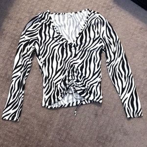 Zebra long sleeve V-neck